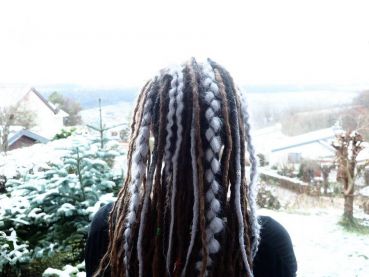 Synthetic dreads single-end 14 pcs. (black-bluegrey)